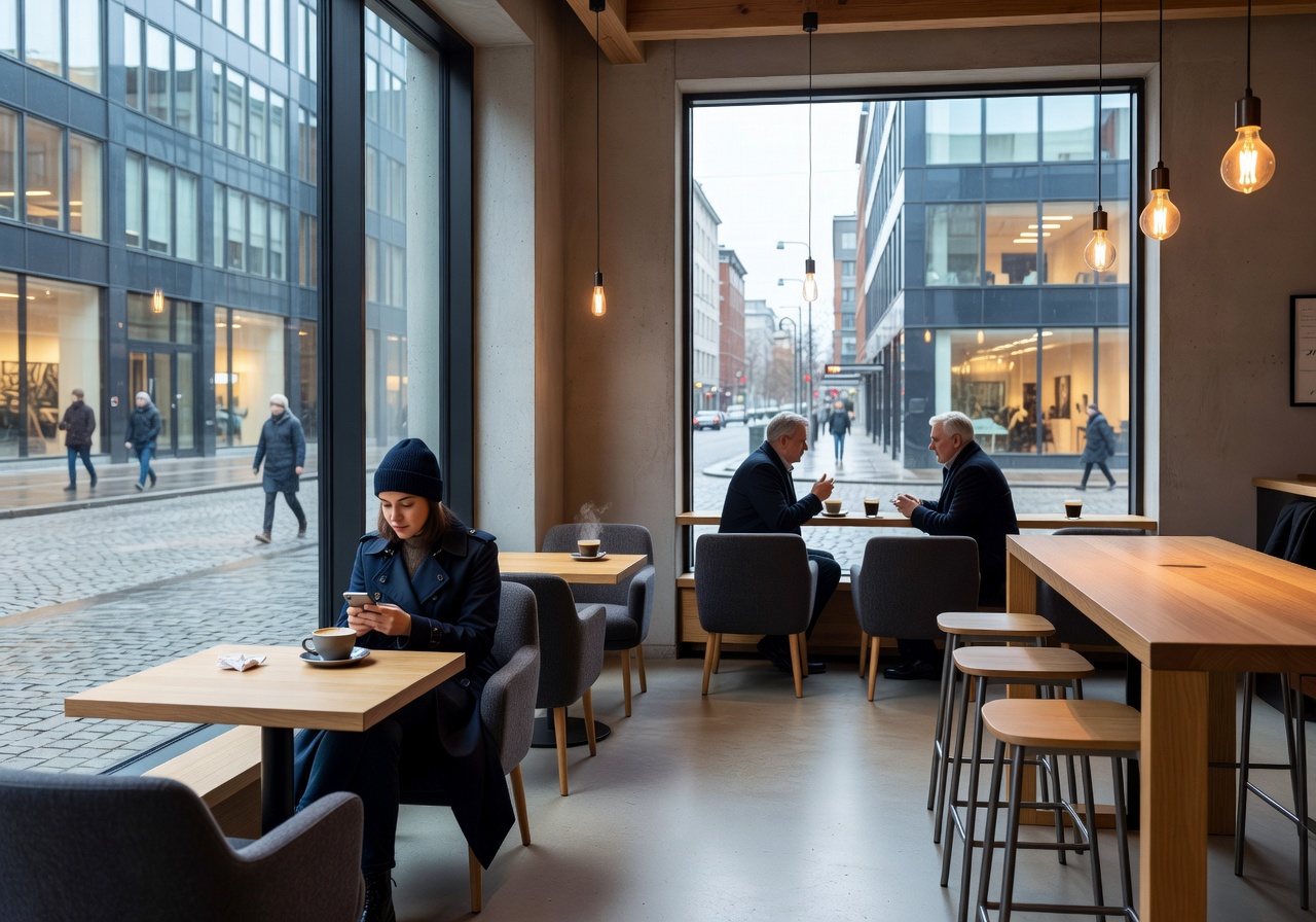 Modern Helsinki Cafe urban aesthetic